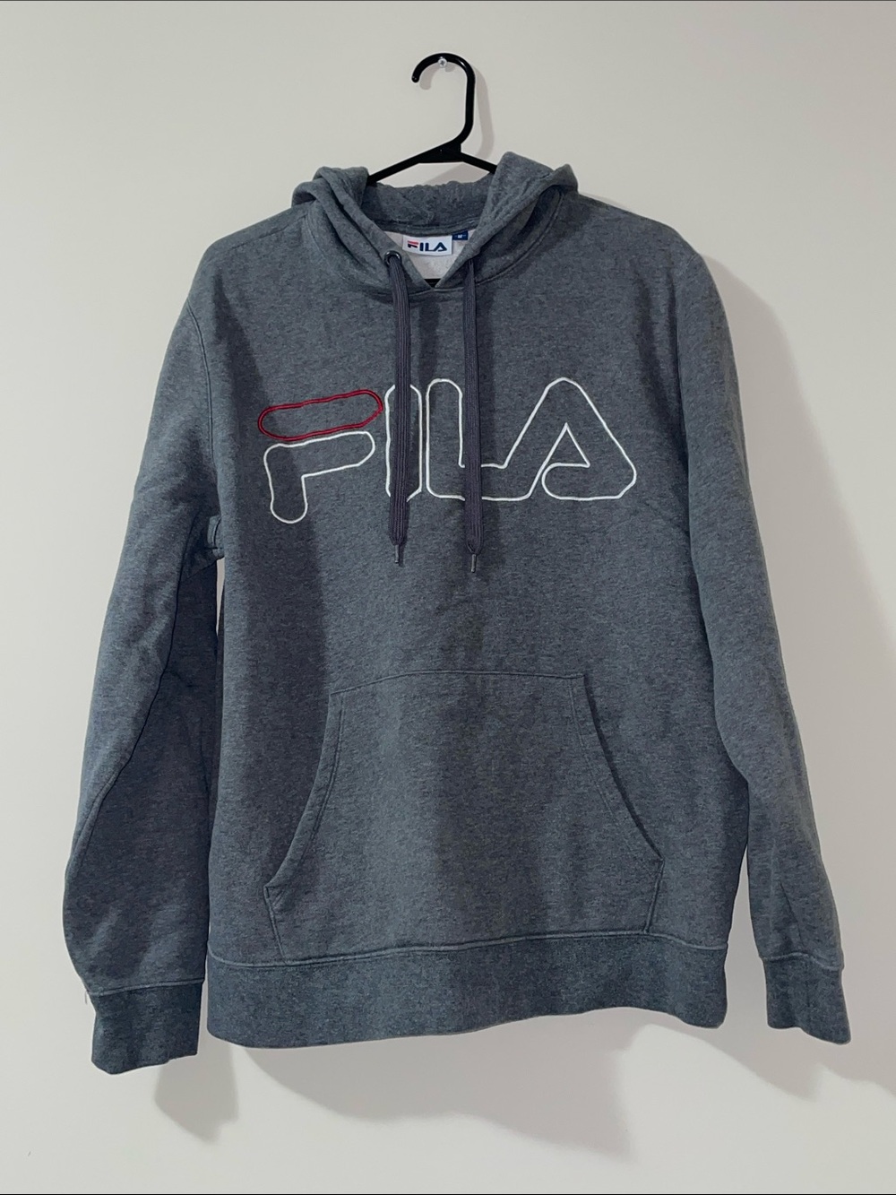 Fila Men's Dark Gray Pullover Hoodie with White & Red Logo medium